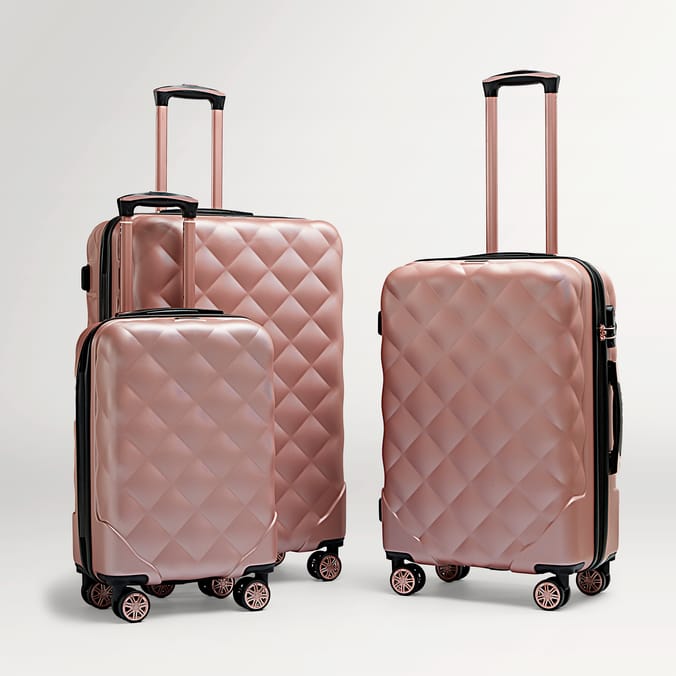 Salisbury Embossed Quilted Shell Suitcase Set Of 3
