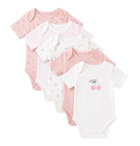 Pure Baby Pink Short Sleeve Bodysuits 5 Pack - 12-18 Months