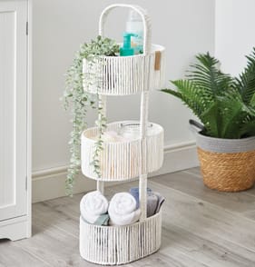  Home Collections White Paper Rope 3 Tier Caddy