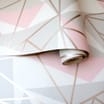 K2 Feature Wallpapers Metallic Shard 60326 - Pink/Grey