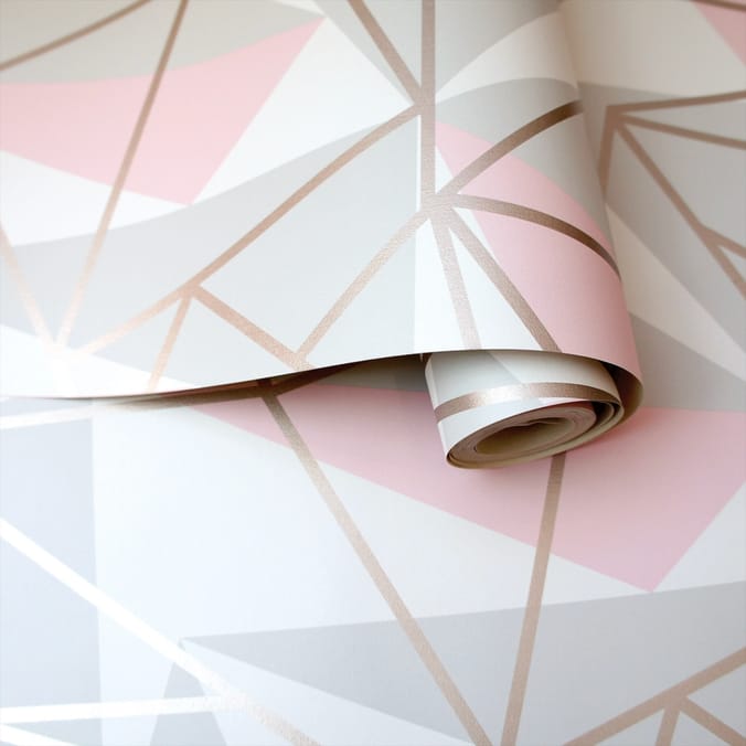 K2 Feature Wallpapers Metallic Shard 60326 - Pink/Grey