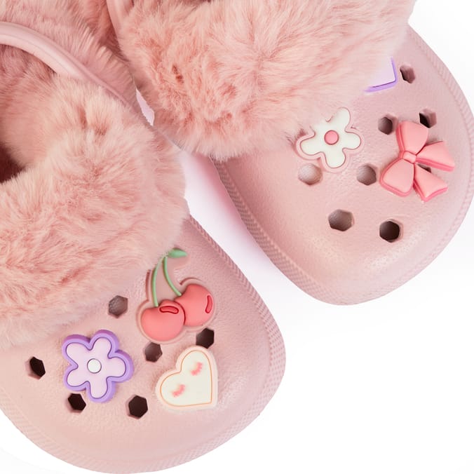  Originals Pink Kids Fur Clogs