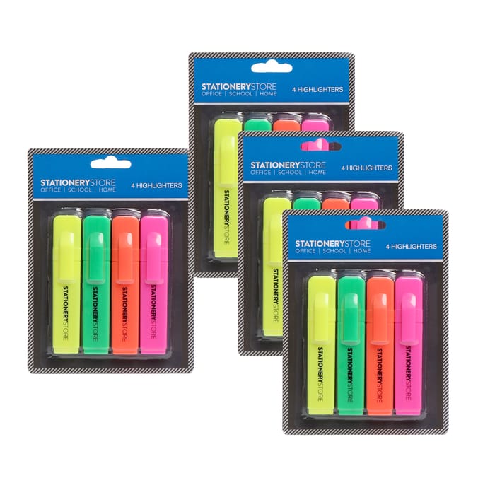  Stationery Store Highlighter 4 Pack x4