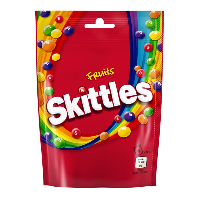 Skittles Chewy Sweets Fruit Flavoured Pouch Bag 136g
