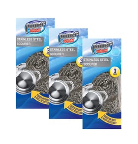 Power Action Stainless Steel Scourer 3 Pack x3