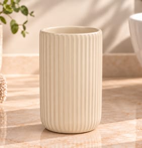 Ribbed Ceramic Tumbler - Beige