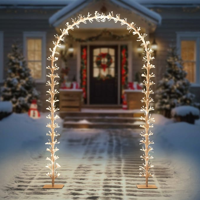  Prestige Mains Operated LED Light-Up Starburst Door Arch 2.3m - White