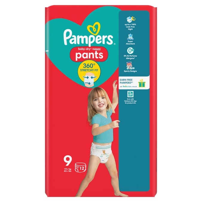 Pampers Baby-Dry Nappy Pants 12s - Size 9