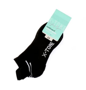 X-Tone Cushioned Trainer Socks 3 Pairs Black - Size 3-7