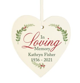 Personalised In Loving Memory Wooden Heart Decoration