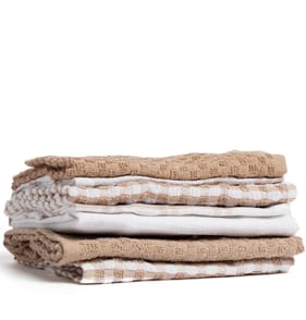 Open Kitchen 7 Pack Bumper Tea Towel Set - Brown