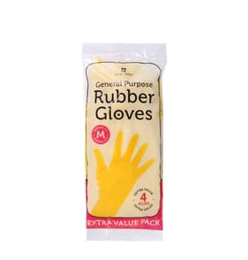 Value Rubber Gloves Medium 4 Pack