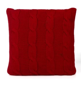 Winter Charm RED Cable Knit Cushion 