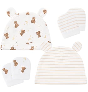 Pure Baby Natural Hat & Mittens - 3-6 Months