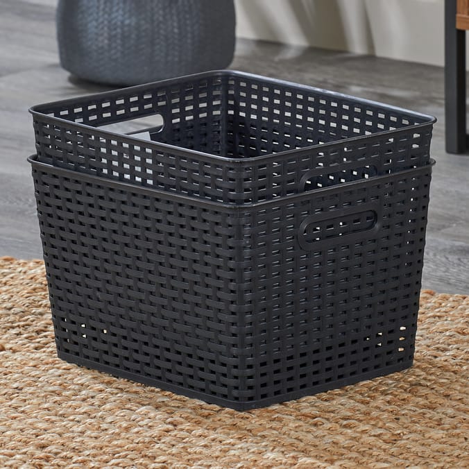 Black storage hot sale baskets
