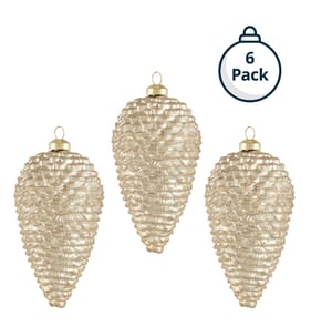 Winter Charm Pinecone Christmas Decoration 6 Pack - Gold