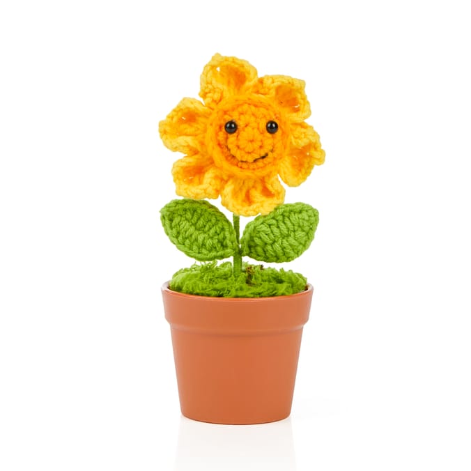 Happy Easter Crochet Flower In Pot Decor