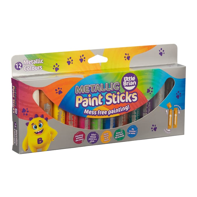 Little Brian Paint Sticks 12 Pack - Metallic Colours