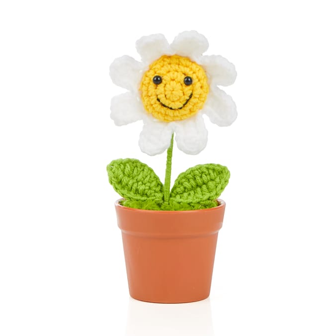 Happy Easter Crochet Flower In Pot Decor