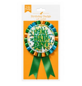 Let's Party Green It's My Birthday Badge