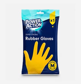 Power Action Super Strong Rubber Gloves - Medium x4