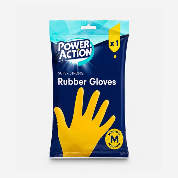 Power Action Super Strong Rubber Gloves - Medium x4
