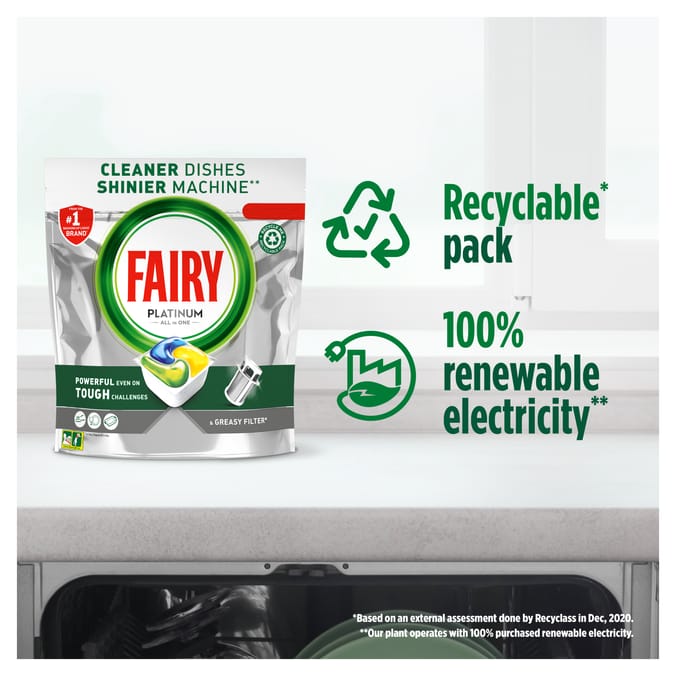 Fairy Platinum All In One Dishwasher Tablets Lemon 37 Tablets