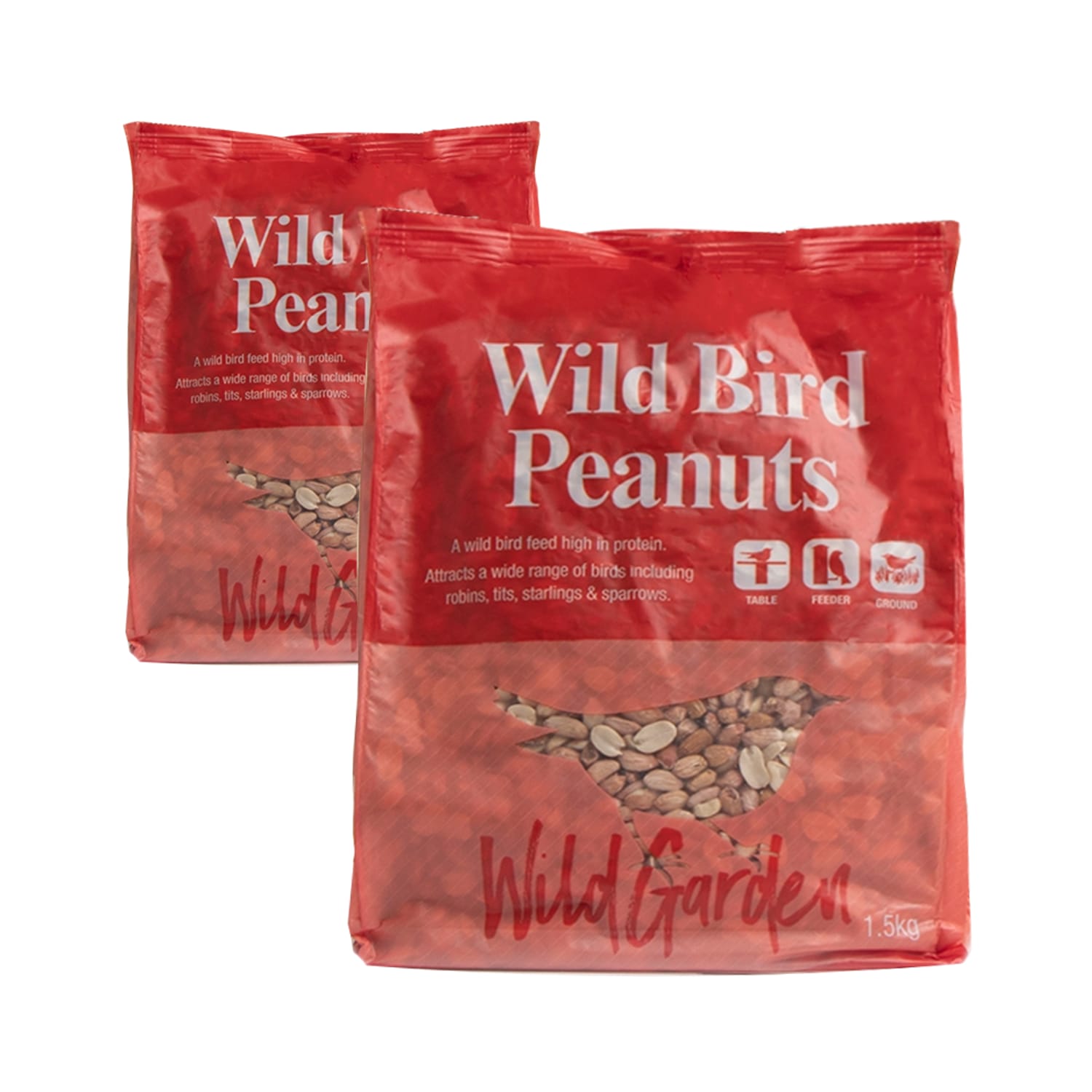Wild Garden Wild Bird Peanuts 1.5kg x2 Home Bargains
