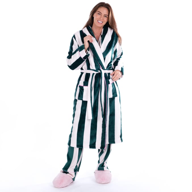 Originals Ladies Pink & Green Striped Dressing Gown