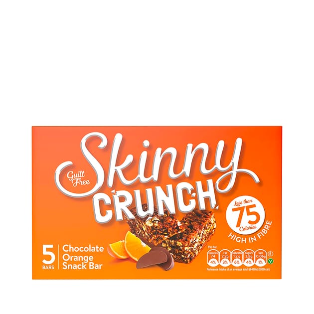 Skinny Crunch Chocolate Orange 5 Bars Snack x10 Home Bargains