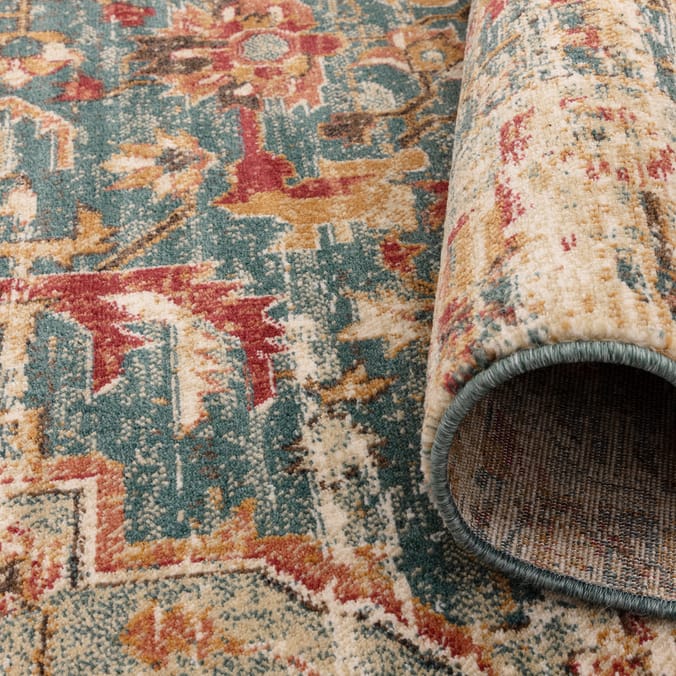 Asiatic Raja Medallion Runner  RA09 -Teal/Multi