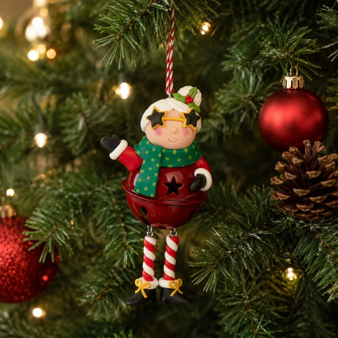 Sleigh Bells Novelty Clay Hanging Decoration - Mrs. Claus