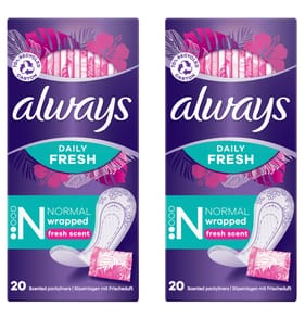 Always Daily Fresh Normal Wrapped Panty Liners 20s x2