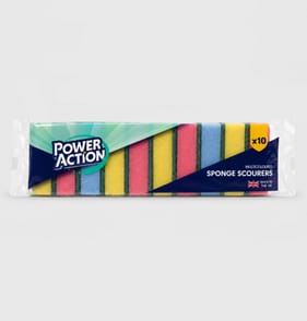 Power Action Multicoloured Sponge Scourer 10 Pack