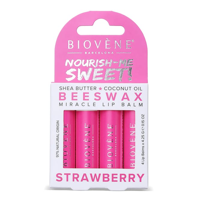 Biovene Beeswax Miracle Lip Balm Set 4x 4.5g - Strawberry