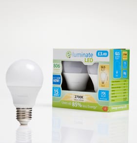 E-Luminate LED GLS E27 Warm White Light Bulb 2 Pack - 806 Lumens