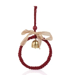 Winter Charm Round Tree Decor With Bell - Red