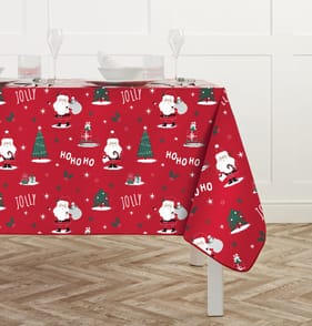 Sleigh Bells Wipe Clean Tablecloth - Santa