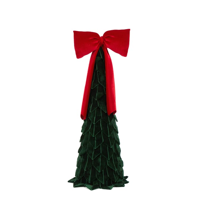 Festive Feeling Alpine Woods Flocked Bow Tree Christmas Decoration