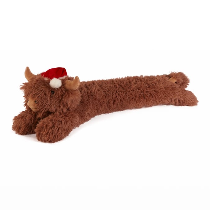 The Lifestyle Edit Christmas Highland Cow Draught Excluder 