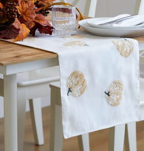 The Lifestyle Harvest Embroidered Pumpkin Table Runner 