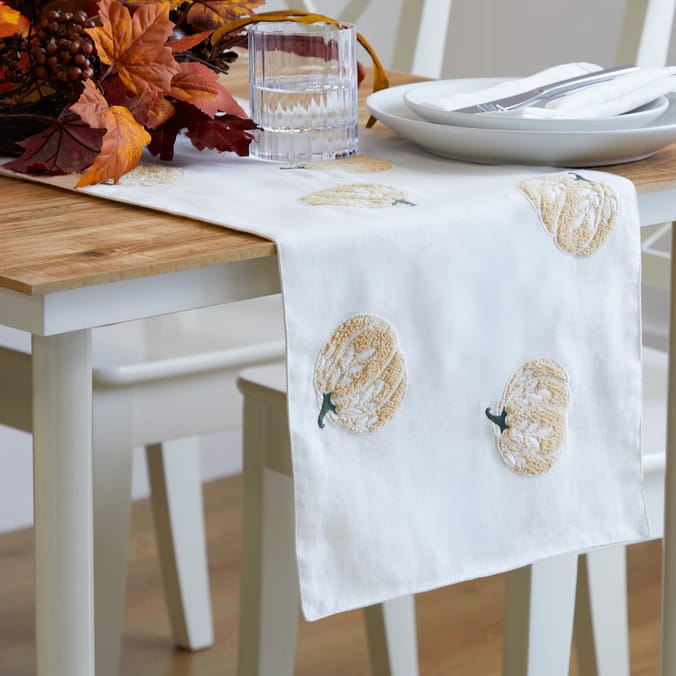 The Lifestyle Harvest Embroidered Pumpkin Table Runner 