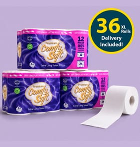 Premium Comfy Soft Extra Long 3 Ply Toilet Tissue 12 Rolls x3