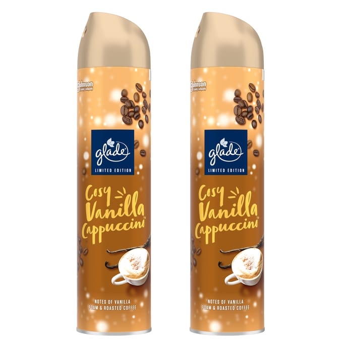 Glade Aerosol Room Spray 300ml - Cosy Vanilla Cappuccino x2