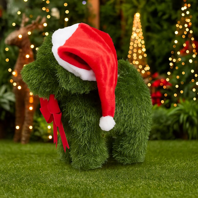 Festive Feeling Artificial Grass Christmas Dog 45cm