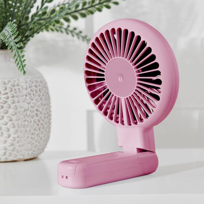  Pifco 2-In-1 Rechargeable Handheld Fan - Pink
