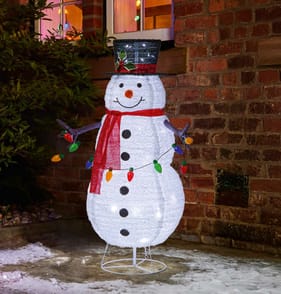 Prestige Mains Operated LED Flocked Pop-Up Snowman 100cm