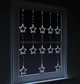 Prestige Mains Operated LED Star Curtain Lights - Cool White