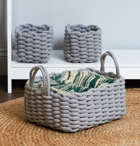 Chunky Rope Basket Set - Grey