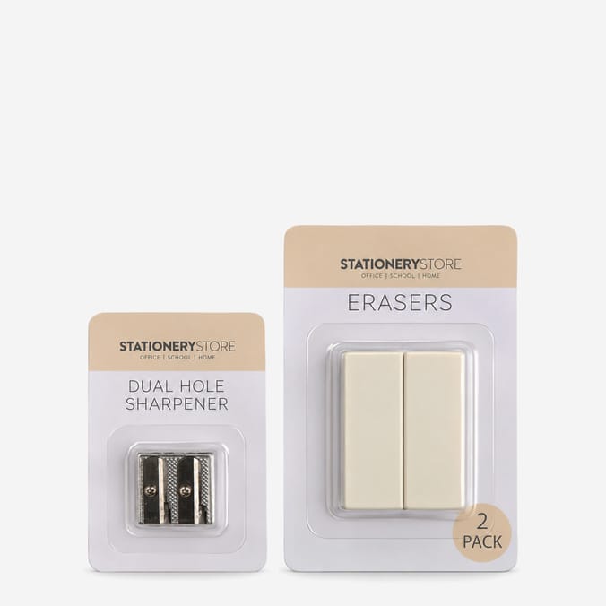 Stationery Store Dual Hole Sharpener & Eraser 2 Pack